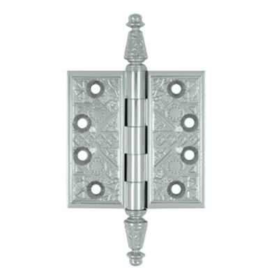 3 1/2 X 3 1/2 Inch Solid Brass Ornate Finial Style Hinge Chrome Finish