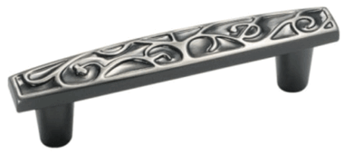 3 1/4 Inch Overall (3 Inch c-c) Ambrosia Trellis Cabinet Pull (Pewter Finish)