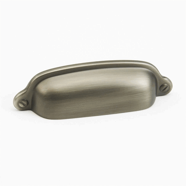 3 3/4 Inch (3 Inch c-c) Country Style Cup Pull (Antique Nickel Finish)