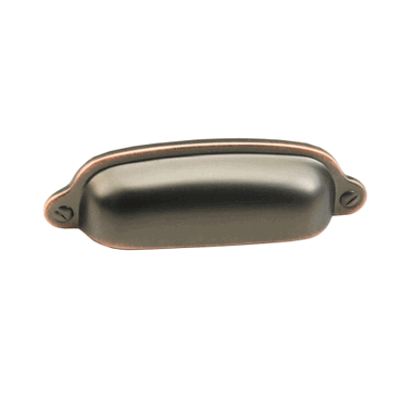 3 3/4 Inch (3 Inch c-c) Country Style Cup Pull (Aurora Bronze Finish)
