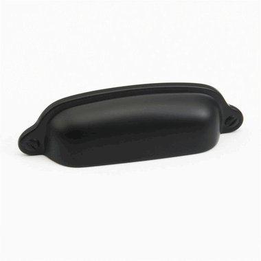 3 3/4 Inch (3 Inch c-c) Country Style Cup Pull (Flat Black Finish) SCHAUB