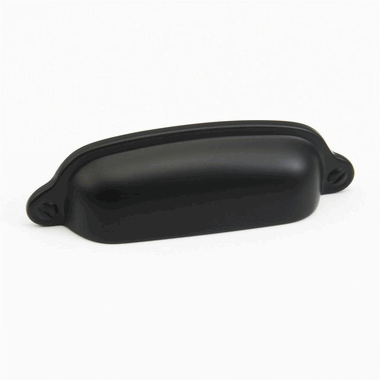 3 3/4 Inch (3 Inch c-c) Country Style Cup Pull (Flat Black Finish)