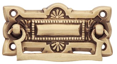 3 3/4 Inch Art Deco Solid Brass Drawer Pull (Antique Brass Finish)