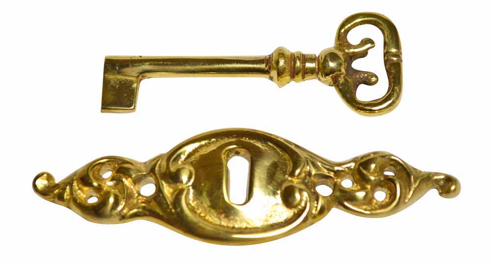 3 3/4 Inch Solid Brass Victorian Escutcheon (Polished Brass Finish)