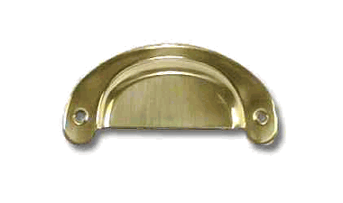 3 Inch Overall (3 Inch c-c) Hoosier Style Cup Pull (Polished Brass Finish)