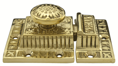 3 Inch Long Windsor Pattern Lost Wax Cast Cabinet Latch (Lacquered Brass Finish)