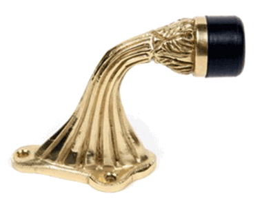 3 Inch Solid Brass Ornate Floor Mounted Bumper Door Stop (Polished Brass Finish)