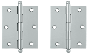 3 Inch x 2 1/2 Inch Solid Brass Cabinet Hinges (Chrome Finish)