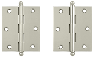 3 Inch x 2 1/2 Inch Solid Brass Cabinet Hinges (Polished Nickel Finish)