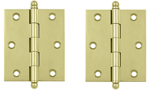 3 Inch x 2 1/2 Inch Solid Brass Cabinet Hinges (Unlacquered Brass)