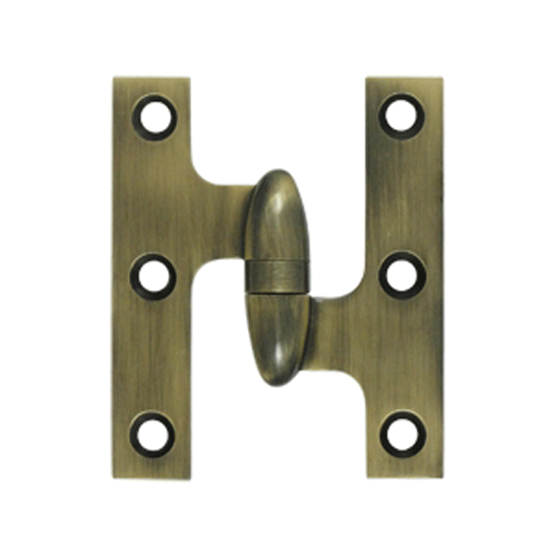 DELTANA 3 Inch x 2 1/2 Inch Solid Brass Olive Knuckle Hinge (Antique Brass Finish)