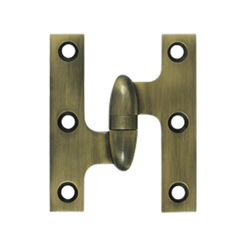 DELTANA 3 Inch x 2 1/2 Inch Solid Brass Olive Knuckle Hinge (Antique Brass)