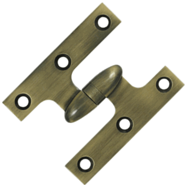 3 Inch x 2 1/2 Inch Solid Brass Olive Knuckle Hinge (Antique Brass)