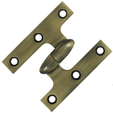 3 Inch x 2 1/2 Inch Solid Brass Olive Knuckle Hinge (Antique Brass Finish)