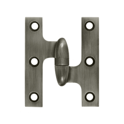 3 Inch x 2 1/2 Inch Solid Brass Olive Knuckle Hinge (Antique Nickel)