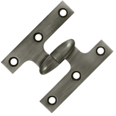 3 Inch x 2 1/2 Inch Solid Brass Olive Knuckle Hinge (Antique Nickel) DELTANA