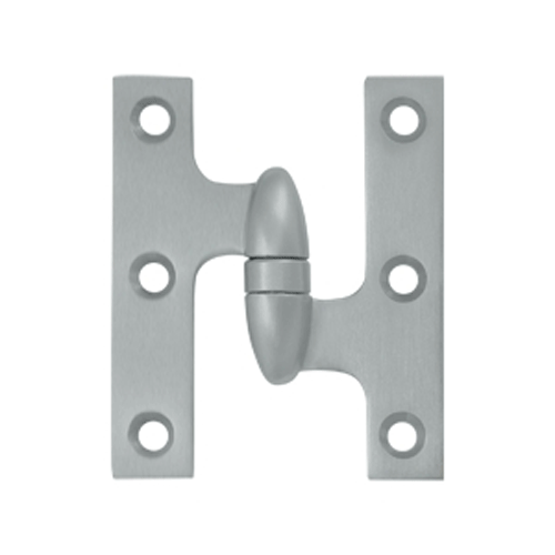 DELTANA 3 Inch x 2 1/2 Inch Solid Brass Olive Knuckle Hinge (Brushed Chrome)