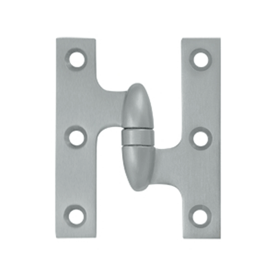 3 Inch x 2 1/2 Inch Solid Brass Olive Knuckle Hinge (Brushed Chrome)