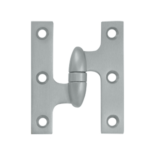 DELTANA 3 Inch x 2 1/2 Inch Solid Brass Olive Knuckle Hinge (Brushed Chrome Finish)