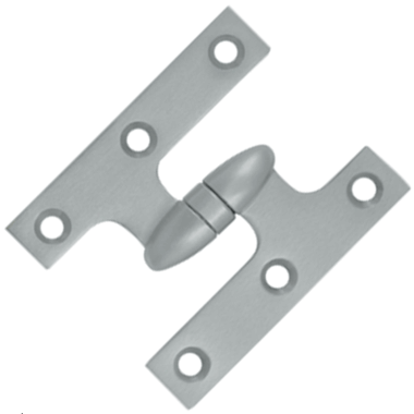 DELTANA 3 Inch x 2 1/2 Inch Solid Brass Olive Knuckle Hinge (Brushed Chrome Finish)