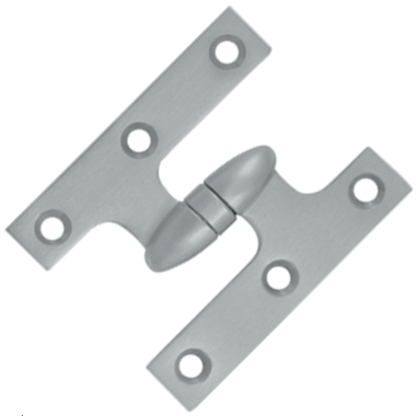 3 Inch x 2 1/2 Inch Solid Brass Olive Knuckle Hinge (Brushed Chrome Finish)
