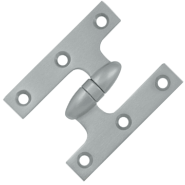 DELTANA 3 Inch x 2 1/2 Inch Solid Brass Olive Knuckle Hinge (Brushed Chrome)