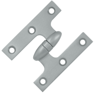 3 Inch x 2 1/2 Inch Solid Brass Olive Knuckle Hinge (Brushed Chrome)
