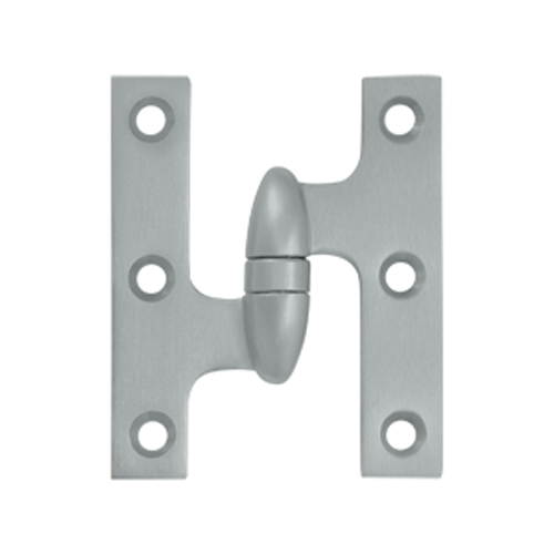 3 Inch x 2 1/2 Inch Solid Brass Olive Knuckle Hinge (Brushed Chrome Finish)