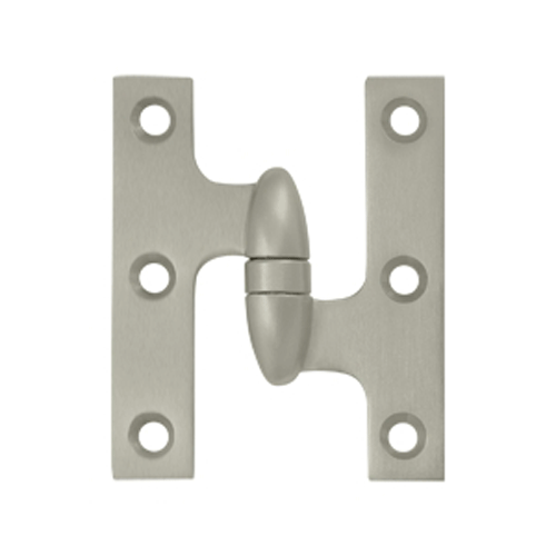 DELTANA 3 Inch x 2 1/2 Inch Solid Brass Olive Knuckle Hinge (Brushed Nickel Finish)