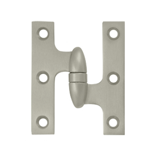 3 Inch x 2 1/2 Inch Solid Brass Olive Knuckle Hinge (Brushed Nickel Finish)