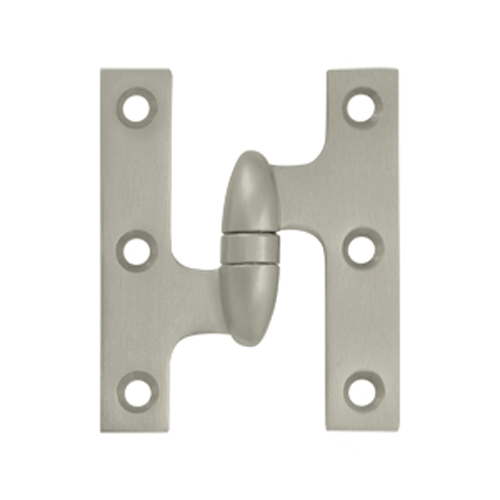 DELTANA 3 Inch x 2 1/2 Inch Solid Brass Olive Knuckle Hinge (Brushed Nickel Finish)