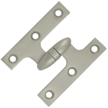 DELTANA 3 Inch x 2 1/2 Inch Solid Brass Olive Knuckle Hinge (Brushed Nickel Finish)