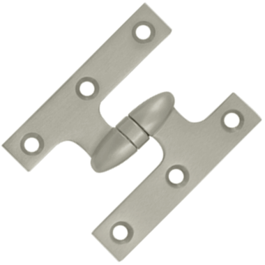 3 Inch x 2 1/2 Inch Solid Brass Olive Knuckle Hinge (Brushed Nickel Finish)