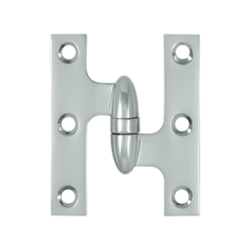 DELTANA 3 Inch x 2 1/2 Inch Solid Brass Olive Knuckle Hinge (Chrome Finish)