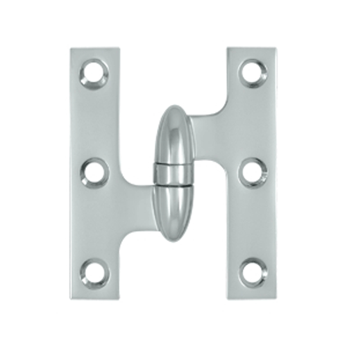 DELTANA 3 Inch x 2 1/2 Inch Solid Brass Olive Knuckle Hinge (Chrome Finish)