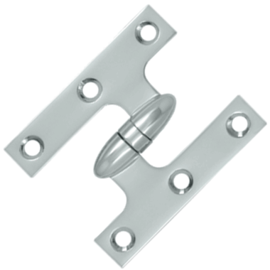3 Inch x 2 1/2 Inch Solid Brass Olive Knuckle Hinge (Chrome Finish)