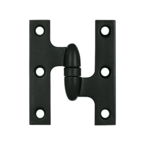 3 Inch x 2 1/2 Inch Solid Brass Olive Knuckle Hinge (Paint Black Finish) DELTANA