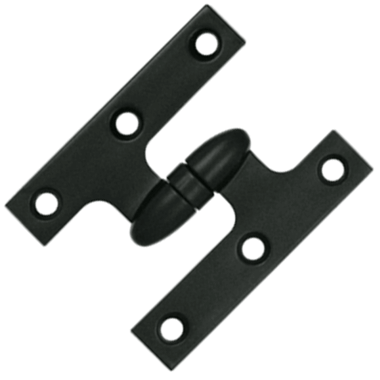 3 Inch x 2 1/2 Inch Solid Brass Olive Knuckle Hinge Paint Black Finish DELTANA