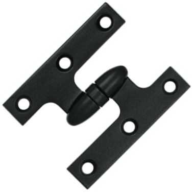 3 Inch x 2 1/2 Inch Solid Brass Olive Knuckle Hinge Paint Black Finish