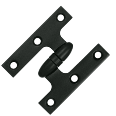 3 Inch x 2 1/2 Inch Solid Brass Olive Knuckle Hinge (Paint Black Finish)