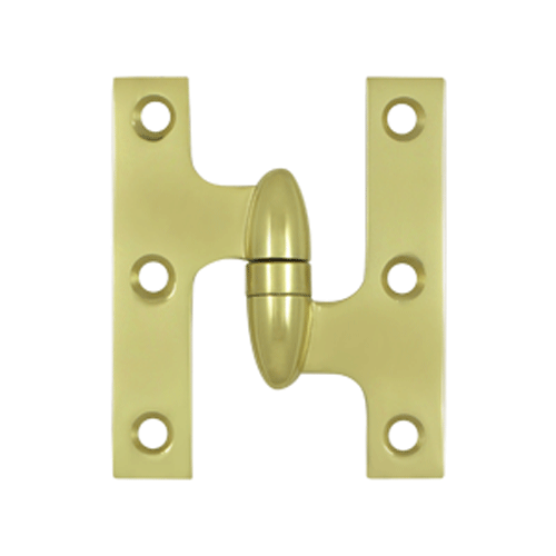 3 Inch x 2 1/2 Inch Solid Brass Olive Knuckle Hinge (Polished Brass Finish) DELTANA