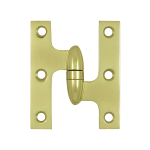 3 Inch x 2 1/2 Inch Solid Brass Olive Knuckle Hinge (Polished Brass Finish)
