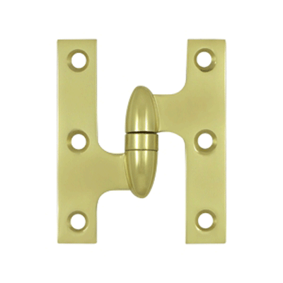 3 Inch x 2 1/2 Inch Solid Brass Olive Knuckle Hinge (Polished Brass Finish)