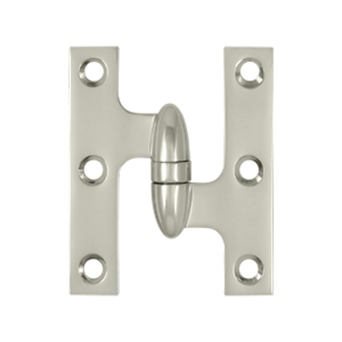 DELTANA 3 Inch x 2 1/2 Inch Solid Brass Olive Knuckle Hinge (Polished Nickel Finish)