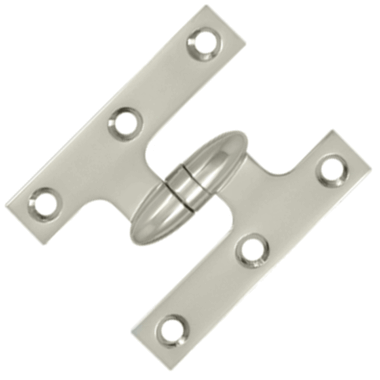 DELTANA 3 Inch x 2 1/2 Inch Solid Brass Olive Knuckle Hinge (Polished Nickel Finish)