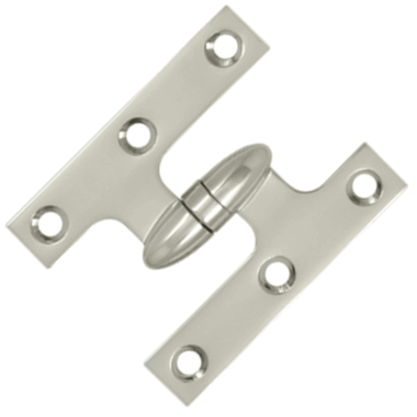 3 Inch x 2 1/2 Inch Solid Brass Olive Knuckle Hinge (Polished Nickel Finish)