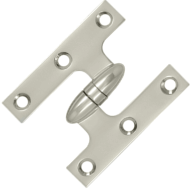 DELTANA 3 Inch x 2 1/2 Inch Solid Brass Olive Knuckle Hinge (Polished Nickel Finish)