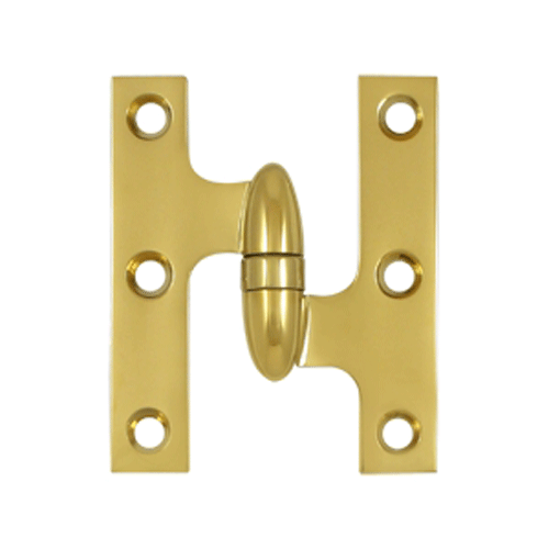 3 Inch x 2 1/2 Inch Solid Brass Olive Knuckle Hinge (PVD Finish) DELTANA