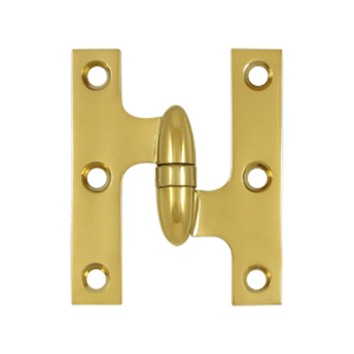 3 Inch x 2 1/2 Inch Solid Brass Olive Knuckle Hinge (PVD Finish)