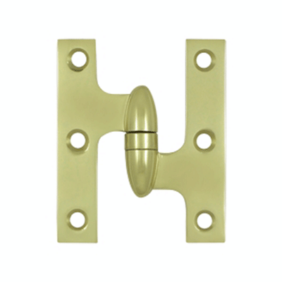 3 Inch x 2 1/2 Inch Solid Brass Olive Knuckle Hinge (Unlacquered Brass Finish)